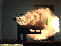This photo was taken from a high-speed video camera during the record-setting firing of an electromagnetic railgun at Naval Surface Warfare Center, Dahlgren, Va., on Jan. 31, 2008. Credit: U.S. Navy