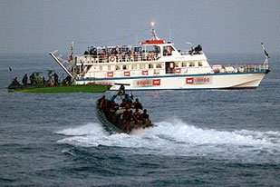 Flotilla of ships trying to break the blockade of Gaza was halted by Israel last month in deadly raid