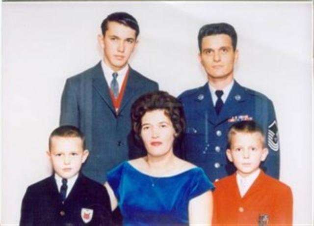 This undated family photo shows Chief Master Sgt. Richard "Dick" Etchberger, his wife, Catherine, and sons Cory, Rich and Steve.