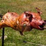 B pig on spit