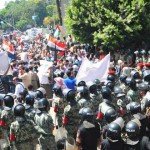 Egyptians gathering in front of Isareli embassy