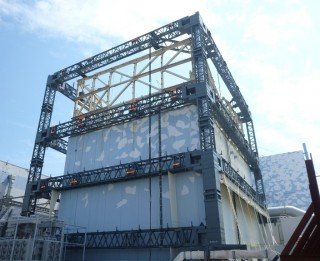 Brutally strong external "tent" skeleton for Rad spewing reactors at Fukushima