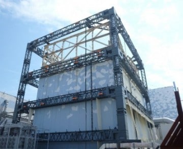 Brutally strong external "tent" skeleton for Rad spewing reactors at Fukushima