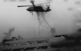 Israeli navy helicopter over the Mavi Marmara