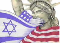 Israeli flag choking Statue of Liberty