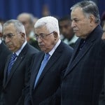 Palestinian President Mhmoud Abbas and Prime Minister Fayyad attend prayers for Eid al-Adha in Ramallah