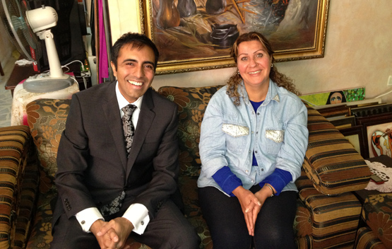 Sundus Shaker Saleh, pictured at right, with her lawyer, Inder Comar. Photo by Global Exchange.