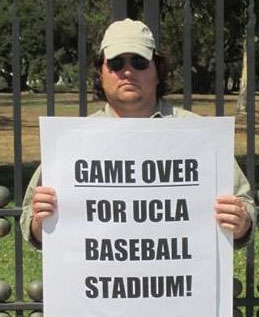 Joe, an Iraqi War Veteran notifies UCLA that the game’s over with its ultra-modern baseball stadium, batting cage and parking lot on Veterans property, which are illegal.