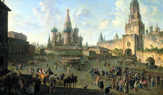 Red Square in Moscow - by Fedor Alekseev, 1801