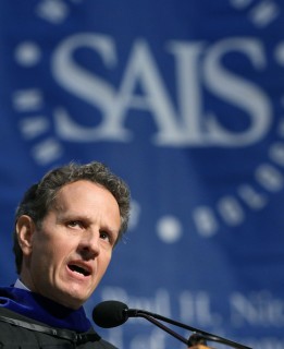 Geithner delivers remarks at SAIS commencement - follow the money?