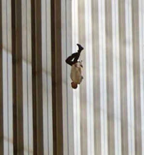 The 9-11 falling man image is a symbol of America's falling credibility and prestige due to corrupt leadership