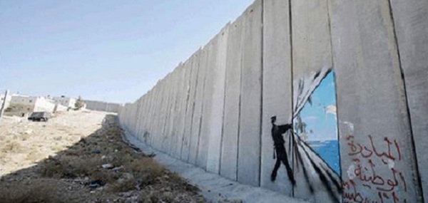 A section of the exclusionary wall of Israel