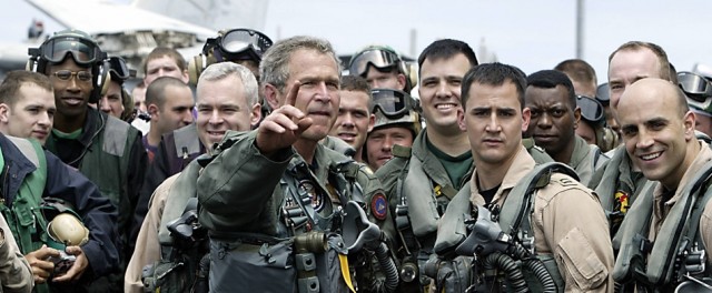 George "AWOL" Bush head tripping as the "tip of the spear"... a pitiful disply for which his staff should have been shot