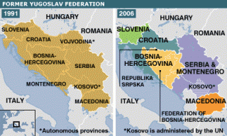 Comparison of maps in the former Yugoslavia