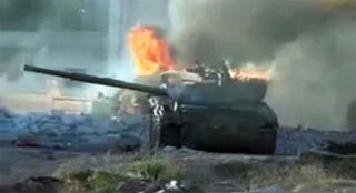 Alleged burning of Syrian army tank, July 2013