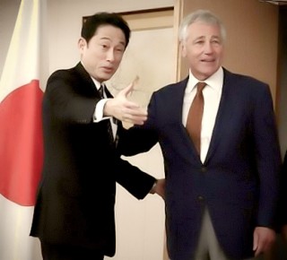U.S Secretary of Defense Chuck Hagel  at Japanese Ministry of Foreign Affairs headquarters