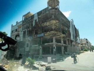 Damaged building in Homs, Syria