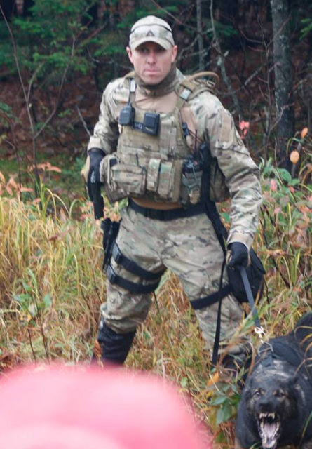 An special ops operative deployed near Moncton New Brunswick in 2013 to defend the fracking operation of an Irving related US Company from the interventions of Mi'Kmaq anti-fracking activists.