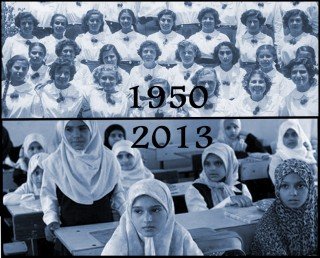 Egyptian school girls of 1950s vs 2013