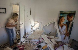 Aftermath of Palestinian rocket on an Israeli home?
