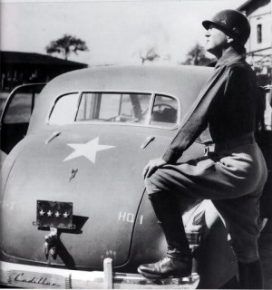 Patton, by staff car similar to one it was killed in