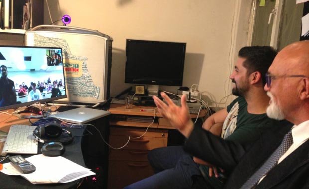 With a Iranian Colleague, Prof. Anthony Hall Conducts His Oct. 1 1 University of Lethbridge Class by Skype from Tehran. Pictured on the Left Side of the Video Screen, Religious Studies Prof., Dr Atif Khalali Oversaw the Interactive Class from the Canadian End.