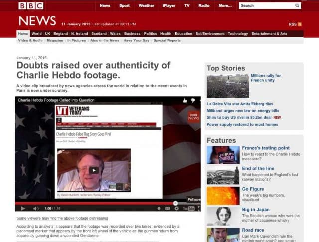 Screenshot of last Sunday's hoax "BBC" report 