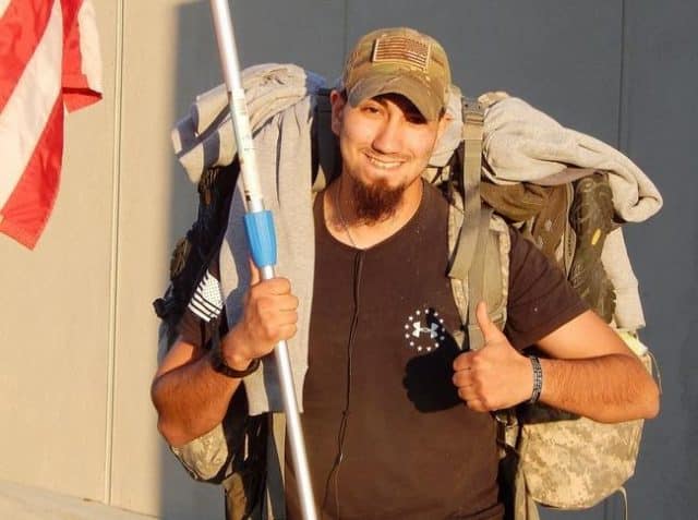 Army veteran Eric Peters is walking across America to raise awareness about issues facing veterans, including post-traumatic stress disorder and traumatic brain injury.