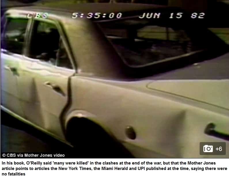 Dented car in Argentina that frightened O'Reilly into believing he was in the Falklands