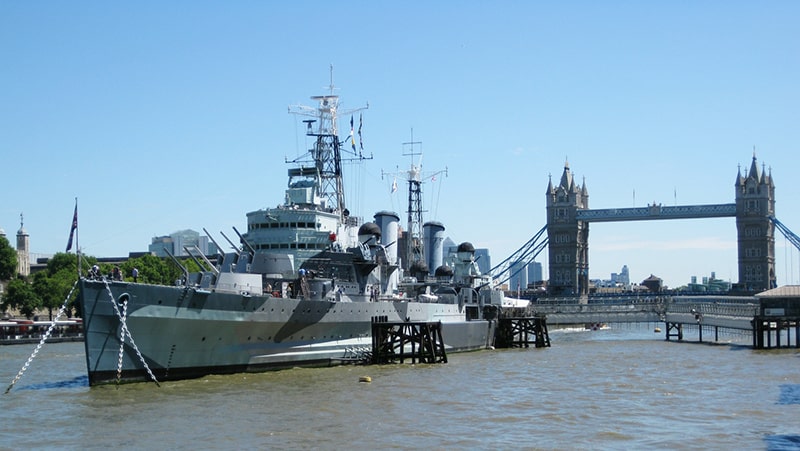 (1) Tower Bridge, HMS Belfast in foreground (but not there on the day). Flt Lt Pollock approached from this direction....