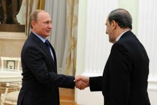 Vladimir Putin with Iran's Ali Akbar Velayati