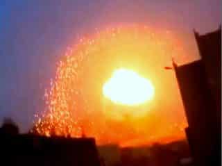 Nuclear weapon explosion in Yemen with photons hitting camera censor