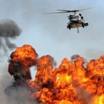 Helicopter over fire