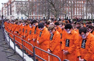 Amnesty International protesters demonstrate against Guantanamo Bay