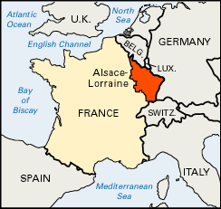 Germany lost Alsace Lorraine in the Versailles Treaty, end of WWI