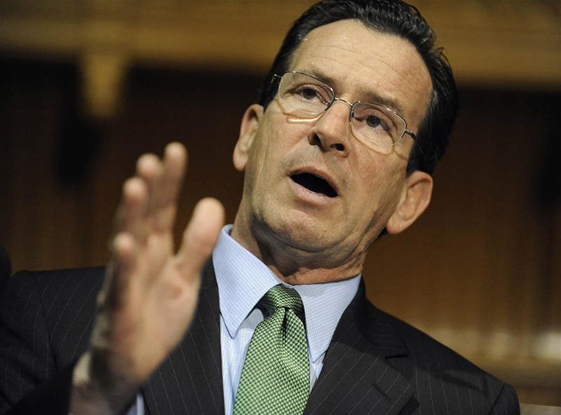Gov. Dannel P. Malloy, speaks to the media after signing into law HB 6801, An Act Promoting Economic Growth and Job Creation in the State, at the Capitol in Harford, Conn., Thursday, Oct. 27, 2011. The bill includes loans to small businesses, tax credits for new hires and job training. (AP Photo/Jessica Hill)