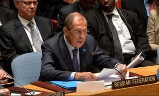 Russia's Permanent Representative to the United Nations Vitaly Churkin and Russian Foreign Minister Sergey Lavrov