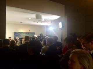 Reporters waiting for Boehner to emerge post-conference meeting