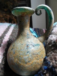 My Silk Road Roman glass vase - found in China 100 AD, paint still visible, and unbroken arm