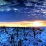 Winter plain clouds sunset