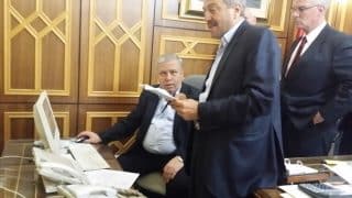 VT - with the Syrian Justice minister (sitting), in September