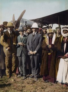 T. E. Lawrence (L) with Sir Herbert Samuel in Amman, 1921
