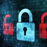Security concept: Lock on digital screen